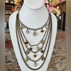 NWT Lia Sophia Multi-Layered Gold and Brown Necklace